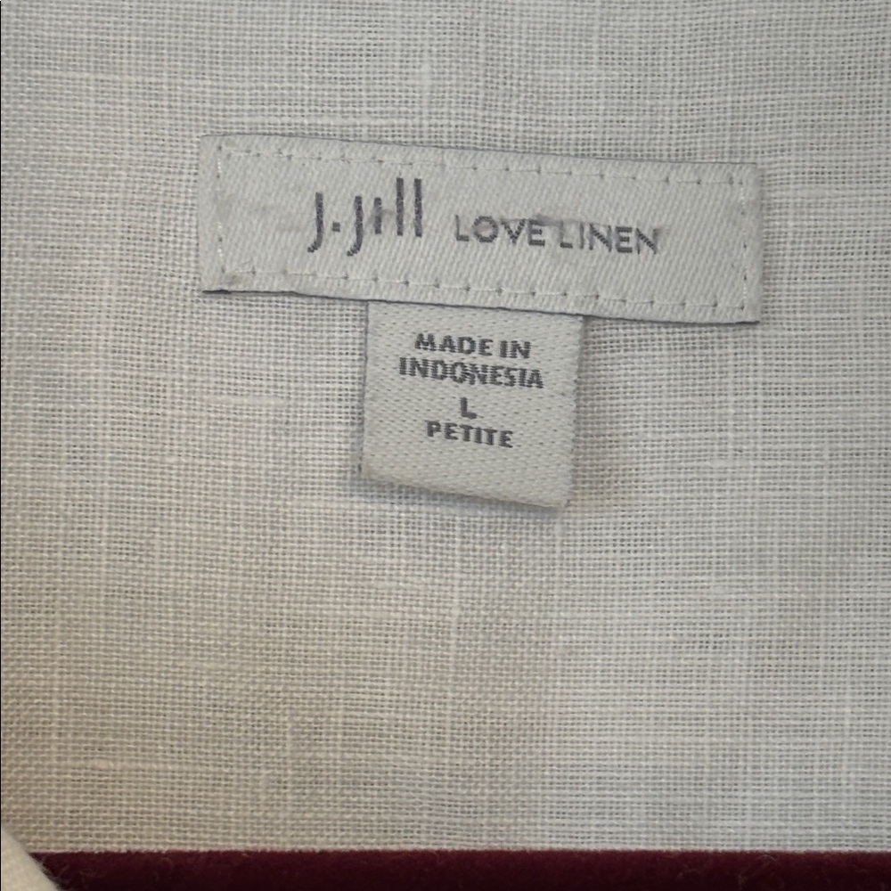 J. Jill Lightweight Long Sleeve White Button Down Linen Blouse L - Picture 3 of 7